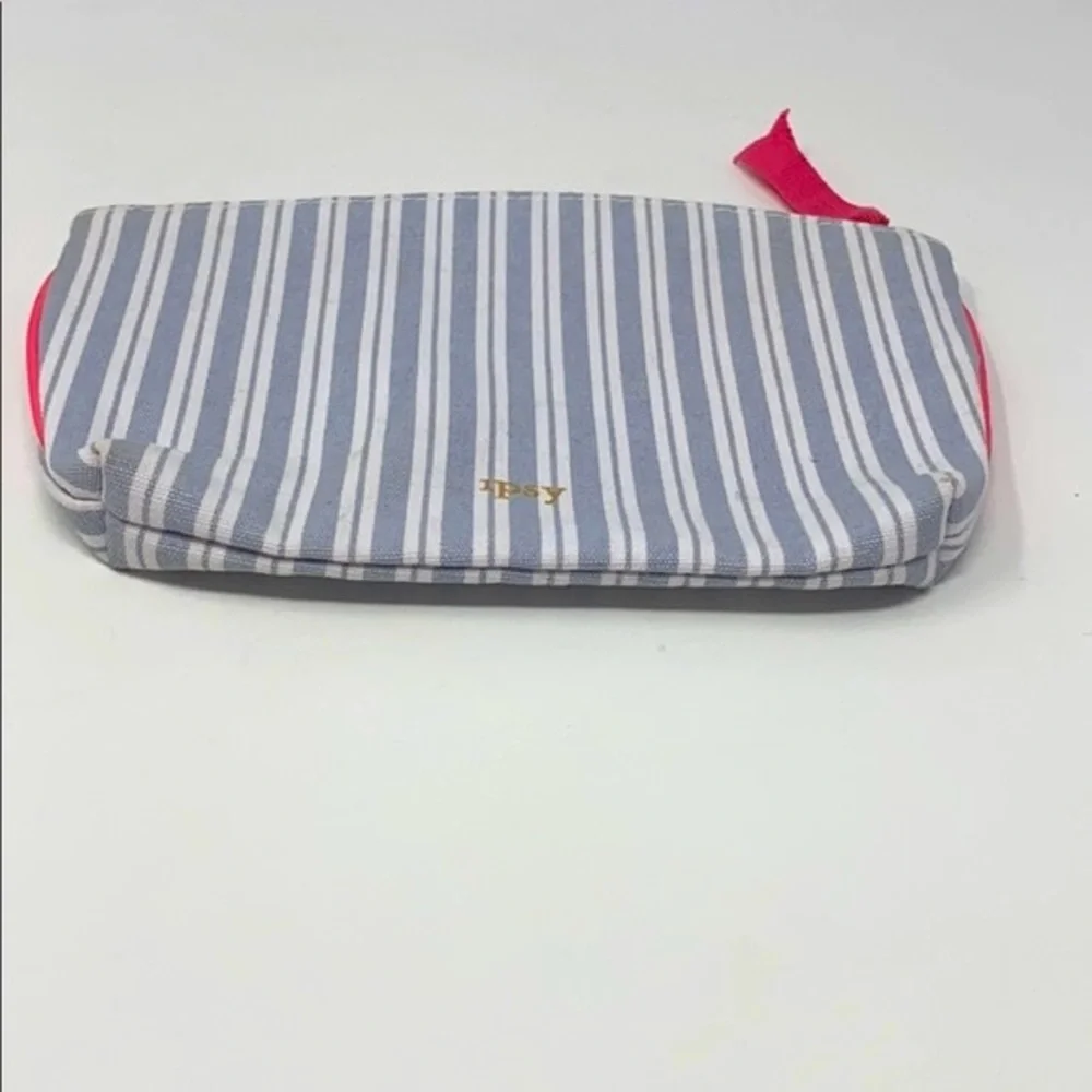 Ipsy Blue & White Striped Makeup Bag Cosmetic Pouch
